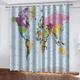 HATEGE World Map Curtains for Bedroom 90 Drop 3D Printed Map Blackout Curtains Soft Thermal Insulated Eyelet Curtain for Living Room, 2 Panels 46x90 Inch (WxL)