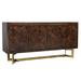 72 Inch Mango Wood Sideboard Buffet, 2 Cabinet, Diamond Pattern, Brass Base