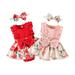 allshope Infant Baby Girls Patchwork Jumpsuit Flower Print Lace Sleeveless Round Neck Front Bowknot Romper + Headband