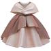 Fesfesfes Toddler Girls Temperament Minimalistic Bowknot Pure Color Stitching Birthday Party Gown Dresses Spring Saving Clearance