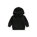Qtinghua Toddler Baby Boy Girl Zip Up Hoodies Sweatshirt Long Sleeve Hooded Jacket Cardigans Casual Fall Clothes Black 2-3 Years