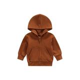 Qtinghua Toddler Baby Boy Girl Zip Up Hoodies Sweatshirt Long Sleeve Hooded Jacket Cardigans Casual Fall Clothes Dark Orange 4-5 Years