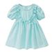 ZHAGHMIN Easter Outfits for Baby Girls Toddler Girls Short Sleeve Ruffles Solid Princess Casual Dress Casual Kids Clothes 6 Girl Dress Easter Dress Size 6 Clothes for 4 Year Old Girl Plaid Dress For