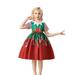 Fesfesfes Toddler Girls Cute Christmas Dress Stripe Print Bow Cloth Birthday Party Gown Long Dresses Clearance Under 10$