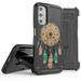 BC Armor Case for Galaxy A14 5G Heavy Duty Construction Rugged Protector with Built-in Kickstand and Removable Belt Holster Clip - Orange Teal Dreamcatcher