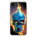 MUNDAZE Apple iPhone 6/7/8/SE 2020/SE 3 2022 Blue Flaming Skull Burning Fire Double Layer Phone Case Cover