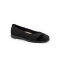 Wide Width Women's Danni Flat by Trotters in Black Nubuck (Size 9 W)