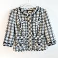 Anthropologie Jackets & Coats | Anthropologie Blazer Elevenses Snapshot Tweed Jacket Sz 4 Black White Plaid Euc | Color: Black/White | Size: 4