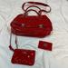 Coach Bags | Coach 3 Piece Purse, Wristlet, Card Wallet - Patent Red Leather, Silver Hardware | Color: Red/Silver | Size: Os