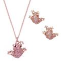 Kate Spade Jewelry | Kate Spade Swamped Frog Pendant Necklace & Crystal Stud Earrings Set | Color: Gold/Pink | Size: Os