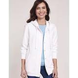 Blair Women's Hooded Fleece Snap Jacket - White - S - Misses