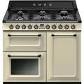 Smeg TR103P 100cm "Victoria" Traditional Dual fuel 3 cavity Cooker with Gas hob, Cream