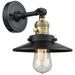 Railroad 8" Black Antique Brass Sconce w/ Matte Black Shade