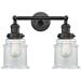 Large Canton 17" 2-Light Matte Black Bath Light w/ Clear Shade