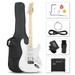 Glarry 39 Inch Solid Full-size Electric Guitar HSS Pickups Starter Kit Includes Amp White