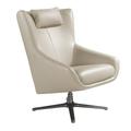 Fauteuil pivotant en cuir gris taupe