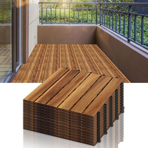 Randaco – Holzfliesen Akazienholz Balkonfliesen Gartenfliesen Terrassenfliesen, 30x30cm, 4m², 6