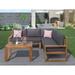 3-Piece Outdoor Patio Acacia Wood Sectional Sofa Set, with Thick Cushions and Slatted Tabletop Coffee Table