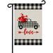 Valentines Day Garden Flag 28x40 Double Sided - Welcome Garden Flags for All Seasons Outside DÃ©cor Black Plaid Truck Load of Red Love White Check Decorative Personalized Yard Flags Large Sign