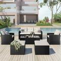 SESSLIFE 6 Piece Wicker Patio Furniture Set Outdoor Sectional Sofa with Table Storage Sofa and Washable Cushions Gray Rattan Patio Seating Sets for Lawn Porch Poolside