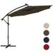 Gymax 10 FT Offset Patio Umbrella Solar Powered Cantilever Umbrella w/ 112 LED Lights Coffee