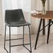NeuType Set of 2 Fabric Bar Stools Low Back Counter Height Bar Stool with Leather Pub Chairs Height 34 Grey