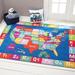 Eric Carle Elementary USA Map Kids Machine Washable Area Rug Blue/Red 6 6 x9 5