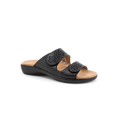 Women's Ruthie Stitch Slip On Sandal by Trotters in Black (Size 5 M)