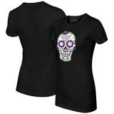 Women's Tiny Turnip Black Colorado Rockies Sugar Skull T-Shirt