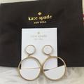 Kate Spade Jewelry | Kate Spade White Twist Drop Ceramic Hoop Earrings | Color: Gold/White | Size: Os