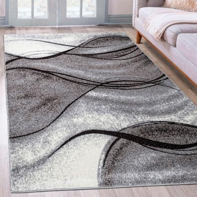 Teppich MY HOME "Tritom" Gr. 6, grau, B:200cm H:9mm L:300cm, Kunstfaser, Teppiche, mit besonders weichem Flor, Kurzflor, modernes Wellen Muster Image