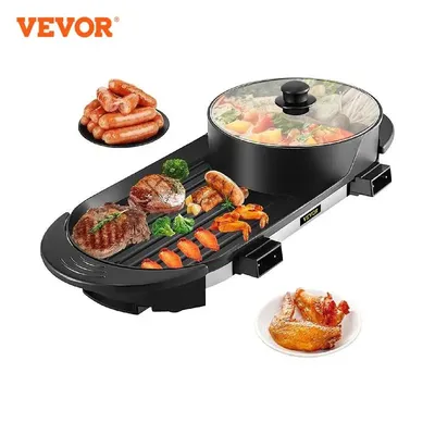 VEVOR-Barbecue électrique portable sans fumée poêle à gril marmite chaude matériau durable