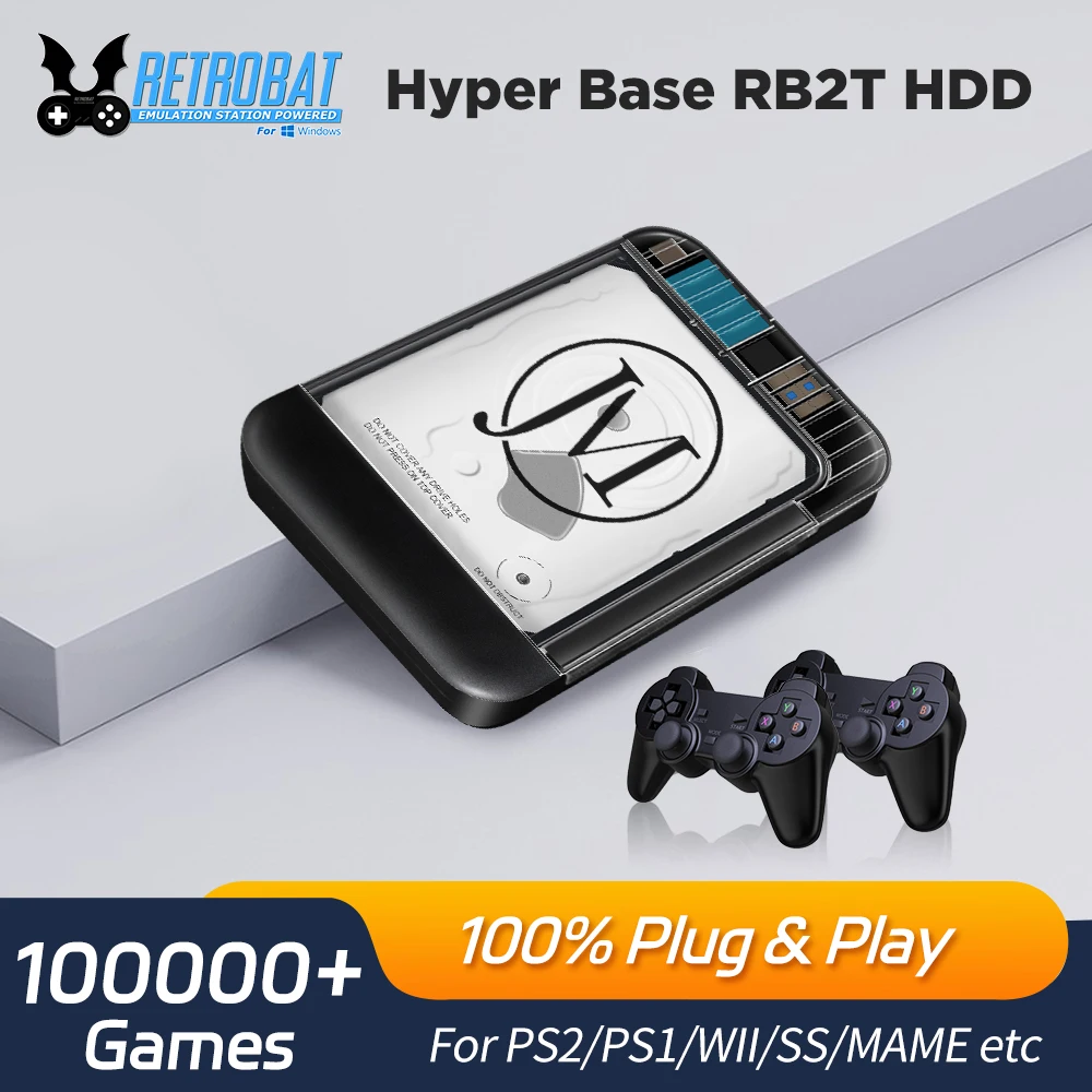 Retrobat – jeu vidéo Portable avec disque dur 2T intégré, 100000 jeux avec 105 émulateurs, pour PSP/PS1/PS2/WII/MAME/DC