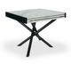 Table extensible moderne L90-180cm Liberac Métal noir et Bois effet marbre blanc - Blanc / Noir