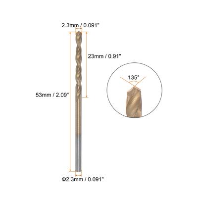 5pcs Titanium Coated M42 High Speed Steel Cobalt HSS Twist Drill Bits