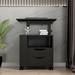 Height Adjustable Overbed End Table Wooden Nightstand with Swivel Top, Drawers, Wheels and Open Shelf