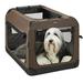 Veehoo Folding Soft Dog Crate 3-Door Pet Kennel 600D Cationic Oxford Fabric 40 Brown