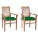 Suzicca Dining Chairs 2 pcs with Green Cushions Solid Teak Wood