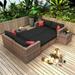 10 Pieces Patio Furniture Set with Pillows Rattan Loveseat All Weather Sectional Sofa Set with Ottoman Coffee Table Outdoor PE Sofa Set with Removable Cushions for Garden Lawn Pool Backyard