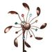 Metal Windmill with Garden Stake - Wrought Iron Windmill - LED Light Petal Shape - 360 Swivel Peacock Outdoor Wind Sculpture Spinners - Colorful Wind Catcher for Yard Lawn