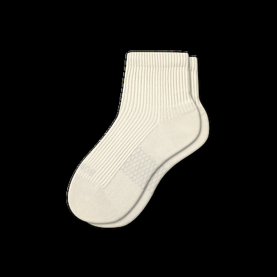 Men's Modern Rib Quarter Socks - Soft White - Large - Bombas