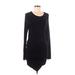 H&M Casual Dress - Bodycon Scoop Neck Long sleeves: Black Print Dresses - Women's Size 6