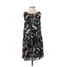 MTS Casual Dress - Shift: Black Floral Dresses - Women's Size Small