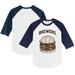 Toddler Tiny Turnip White/Navy Milwaukee Brewers Burger 3/4-Sleeve Raglan T-Shirt