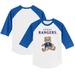 Infant Tiny Turnip White/Royal Texas Rangers Girl Teddy Raglan 3/4 Sleeve T-Shirt