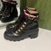 Gucci Shoes | Gucci Sylvie Ribbon Trip Combat Lug Moto Hiking Boots 37.5 7 7.5 8 | Color: Black/Red | Size: 7.5