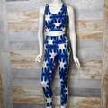 Free People Pants & Jumpsuits | Free People Movement High-Rise 7/8 Flower Legging Set Blue/White/Neon Size M | Color: Blue/White | Size: M