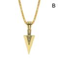 Mens Arrowhead Pendant Necklace Gold Silver Color Metal Charm Chain Necklace Hip Hop Rock Punk Jewelry Gift B9J8