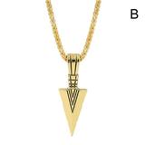 Mens Arrowhead Pendant Necklace Gold Silver Color Metal Charm Chain Necklace Hip Hop Rock Punk Jewelry Gift B9J8