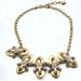 J. Crew Jewelry | J Crew Goldtone Rhinestone Statement Necklace Matte Chunky Party Gray Beige | Color: Cream/Gold | Size: Os